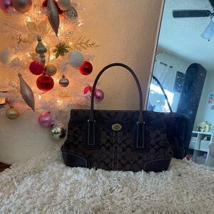 Coach Dark Brown Signature Satchel